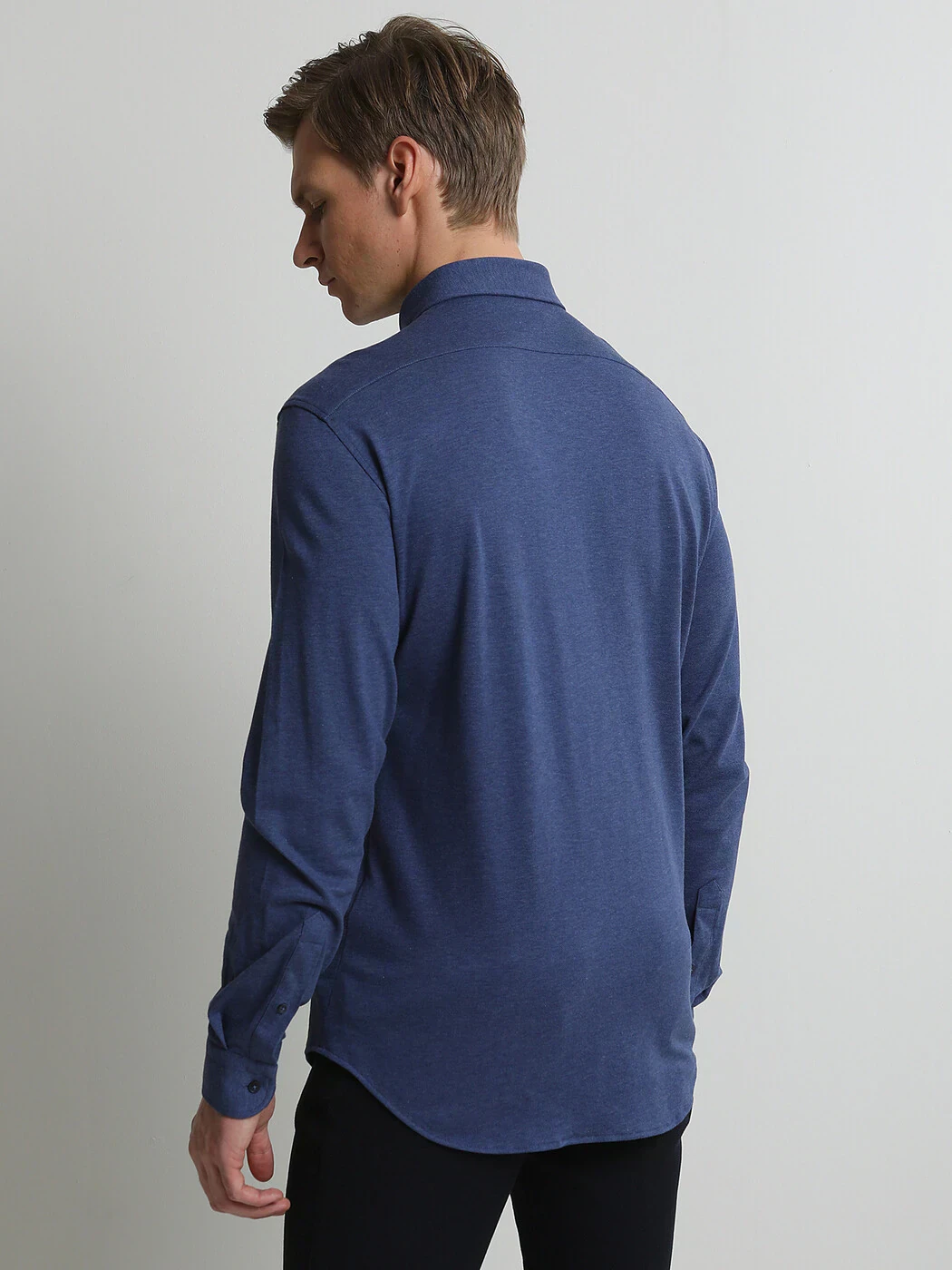 Açık Lacivert Düz Regular Fit Casual %100 Pamuk Gömlek - 4