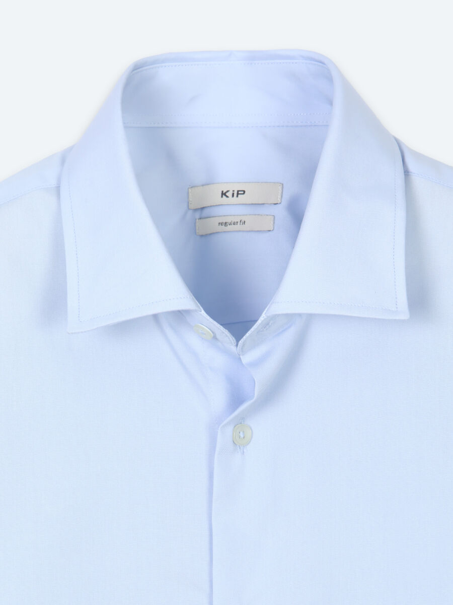 Açık Mavi Çizgili Regular Fit Uzun Dokuma Casual Pamuk Karışımlı Gömlek - 8
