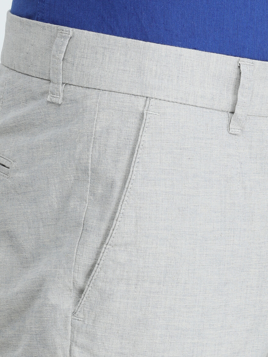 Açık Mavi Dokuma Slim Fit Smart Casual Pamuk Karışımlı Pantolon - 3