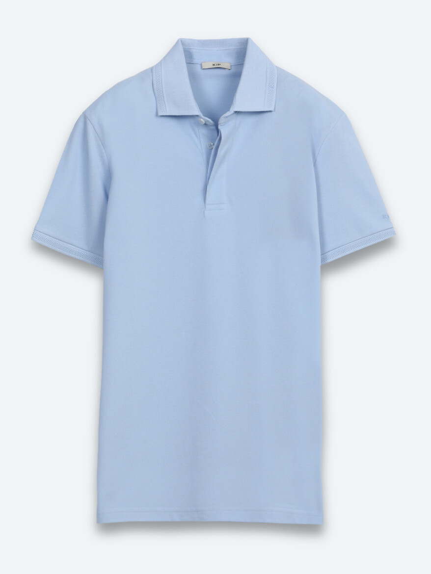 Açık Mavi Düz %100 Pamuk T-Shirt - 6