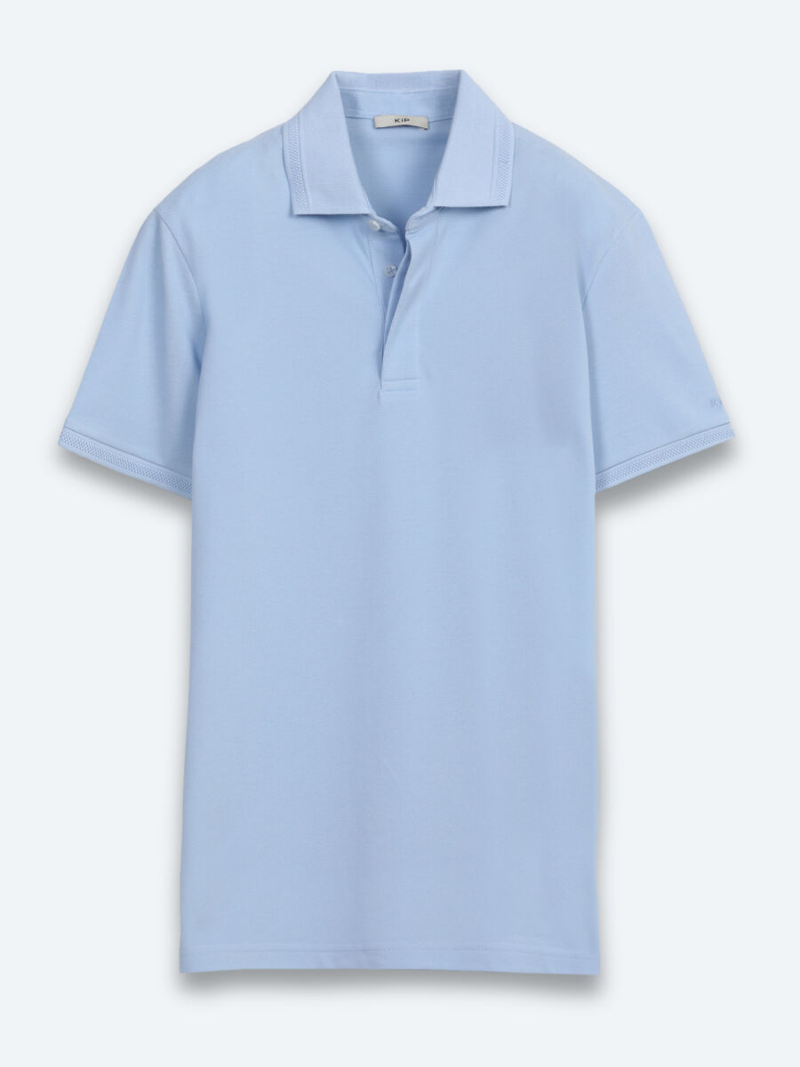 Açık Mavi Düz %100 Pamuk T-Shirt - 6