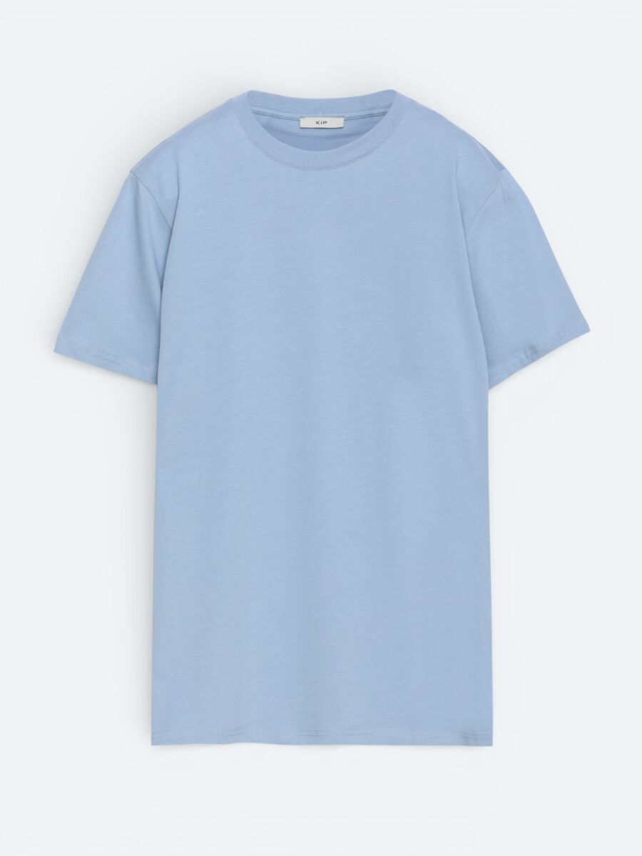 Açık Mavi Düz %100 Pamuk T-Shirt - 3