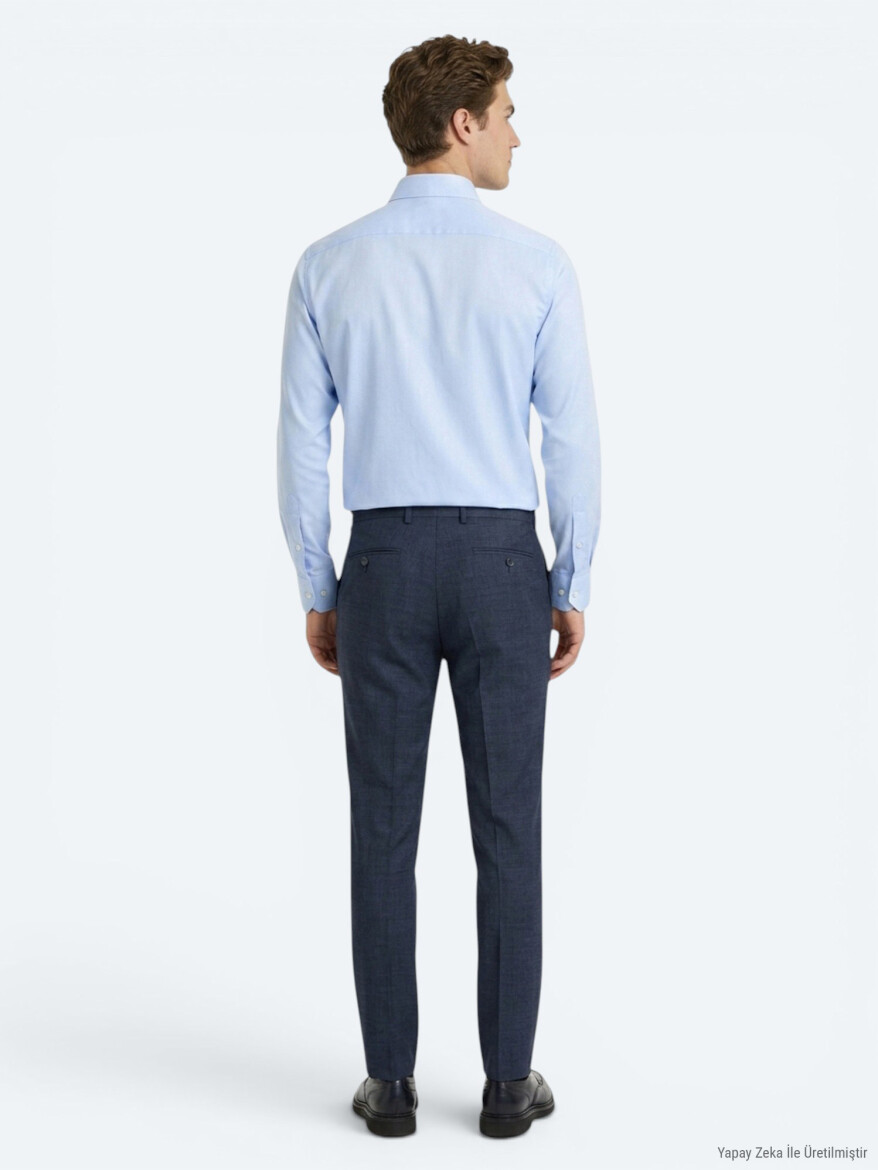 Açık Mavi Düz Regular Fit Uzun Dokuma Casual %100 Pamuk Gömlek - 5