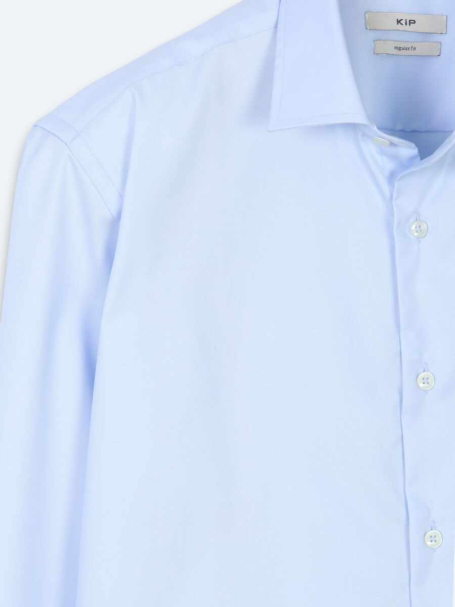 Açık Mavi Düz Regular Fit Uzun Dokuma Casual %100 Pamuk Gömlek - 7
