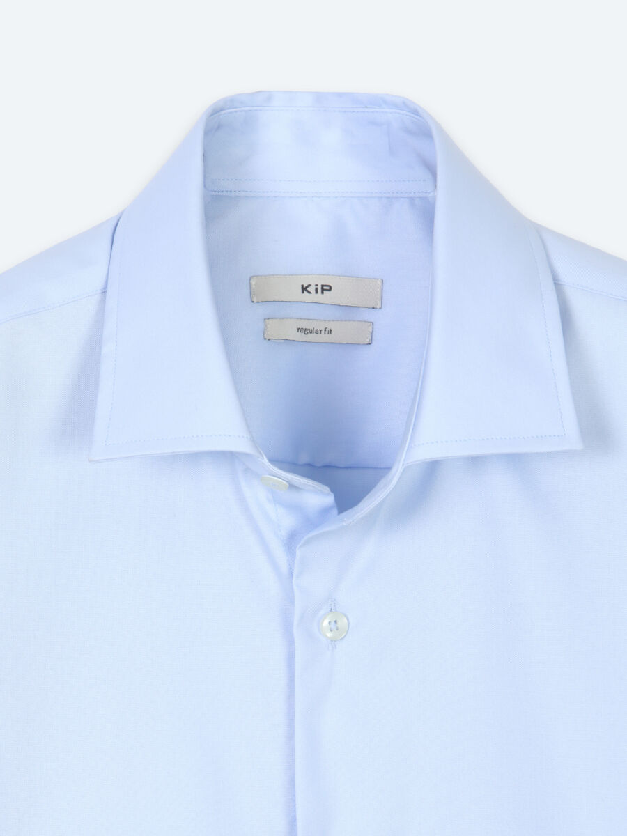 Açık Mavi Düz Regular Fit Uzun Dokuma Casual %100 Pamuk Gömlek - 8