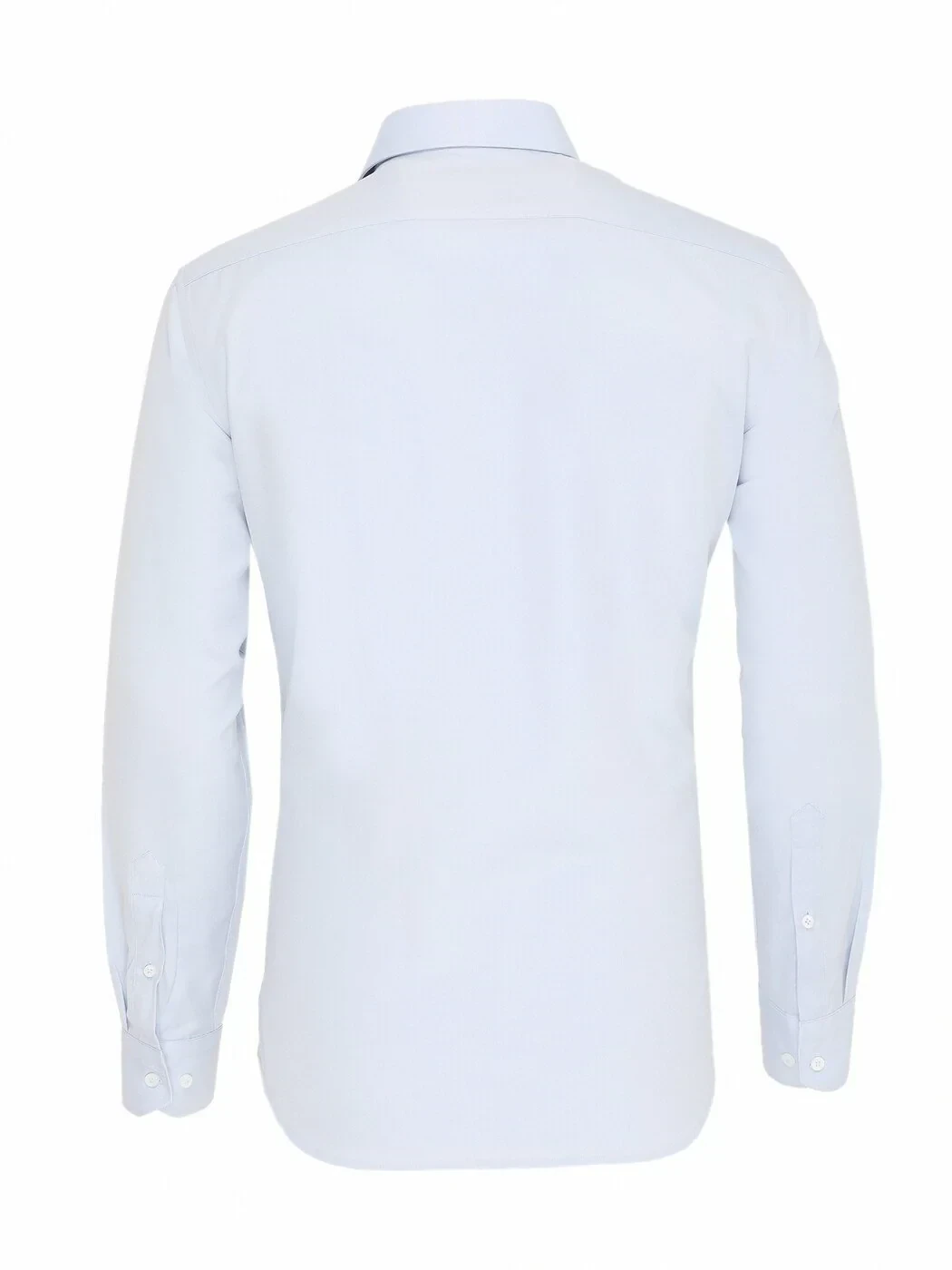 Açık Mavi Düz Slim Fit Dokuma Klasik Pamuk Karışımlı Gömlek - 5