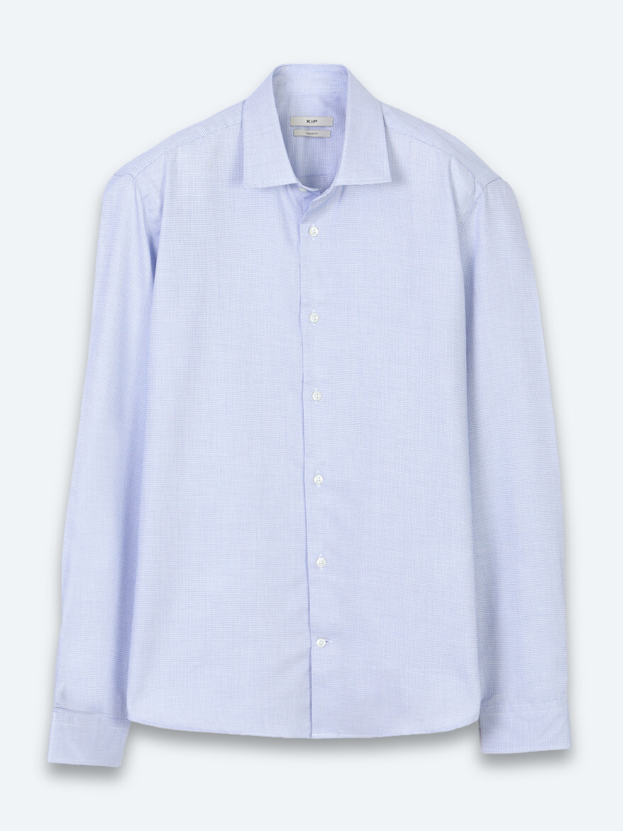 Açık Mavi Mikro Regular Fit Uzun Dokuma Casual %100 Pamuk Gömlek - 6