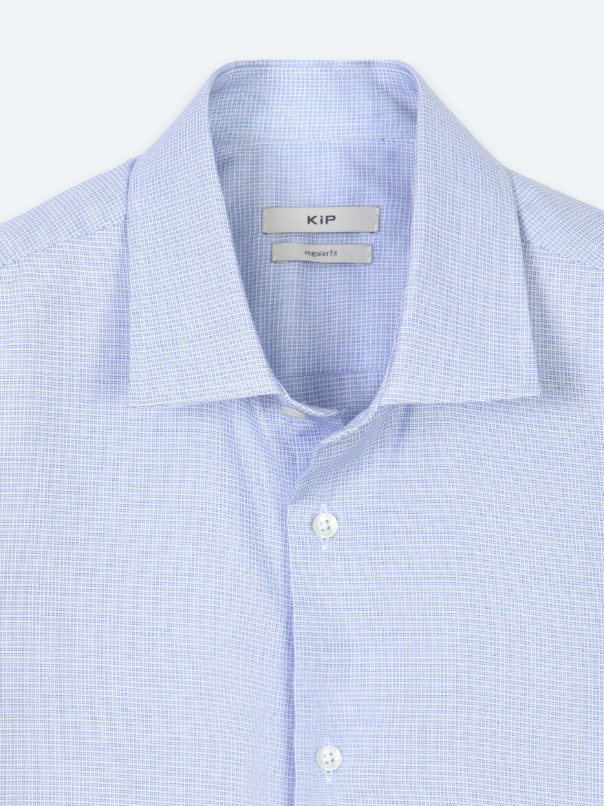 Açık Mavi Mikro Regular Fit Uzun Dokuma Casual %100 Pamuk Gömlek - 7