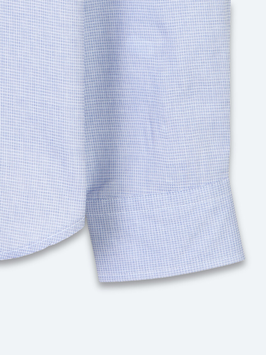 Açık Mavi Mikro Regular Fit Uzun Dokuma Casual %100 Pamuk Gömlek - 8
