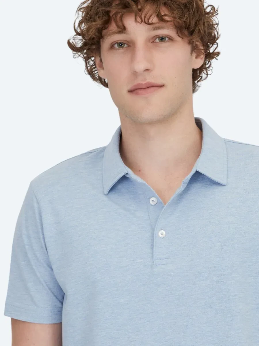 Açık Mavi Polo Yaka Pamuk Karışımlı T-Shirt - 3