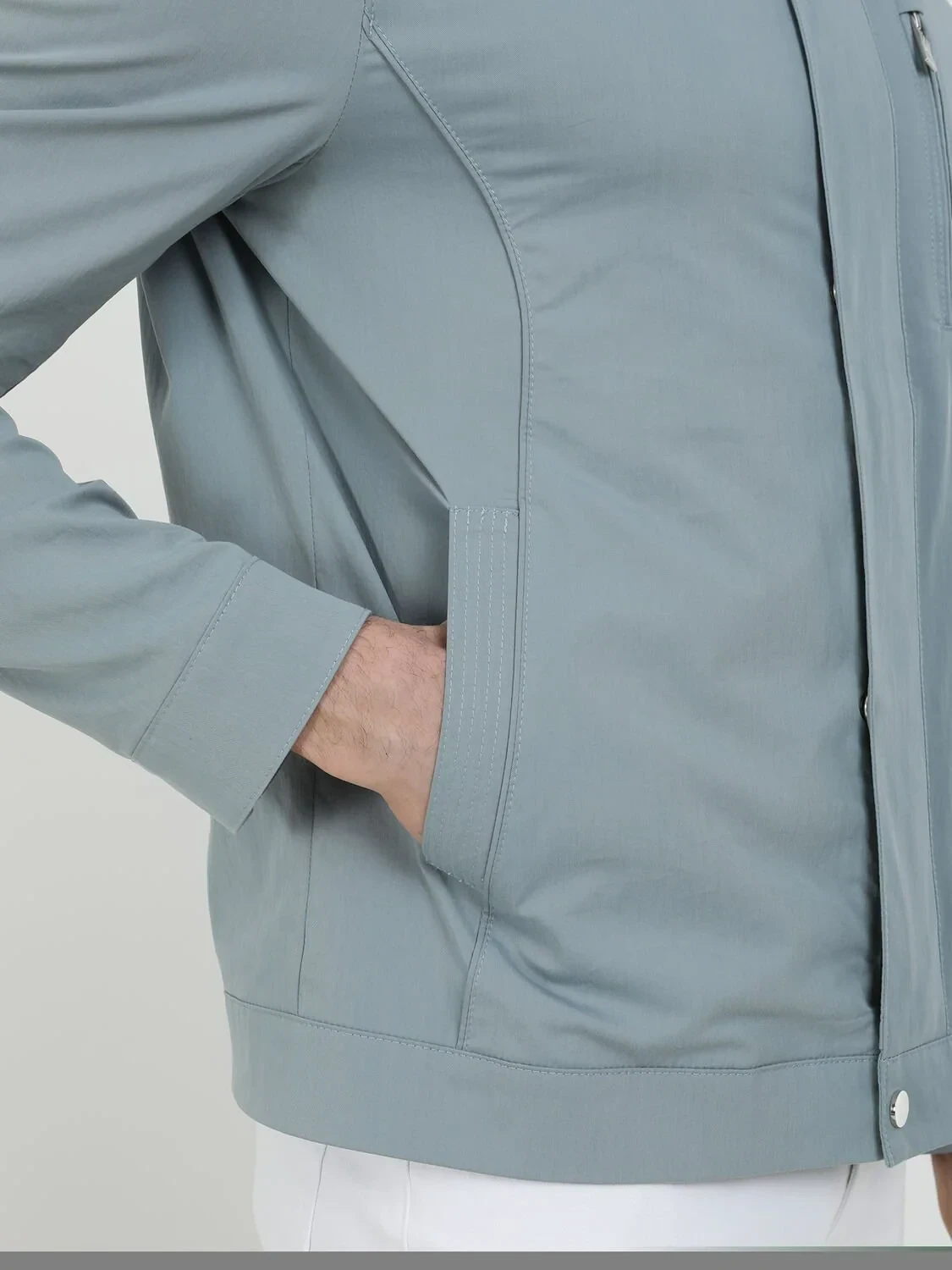 Açık Mavi Regular Fit Dik Yaka Casual Dokuma Mont - 5