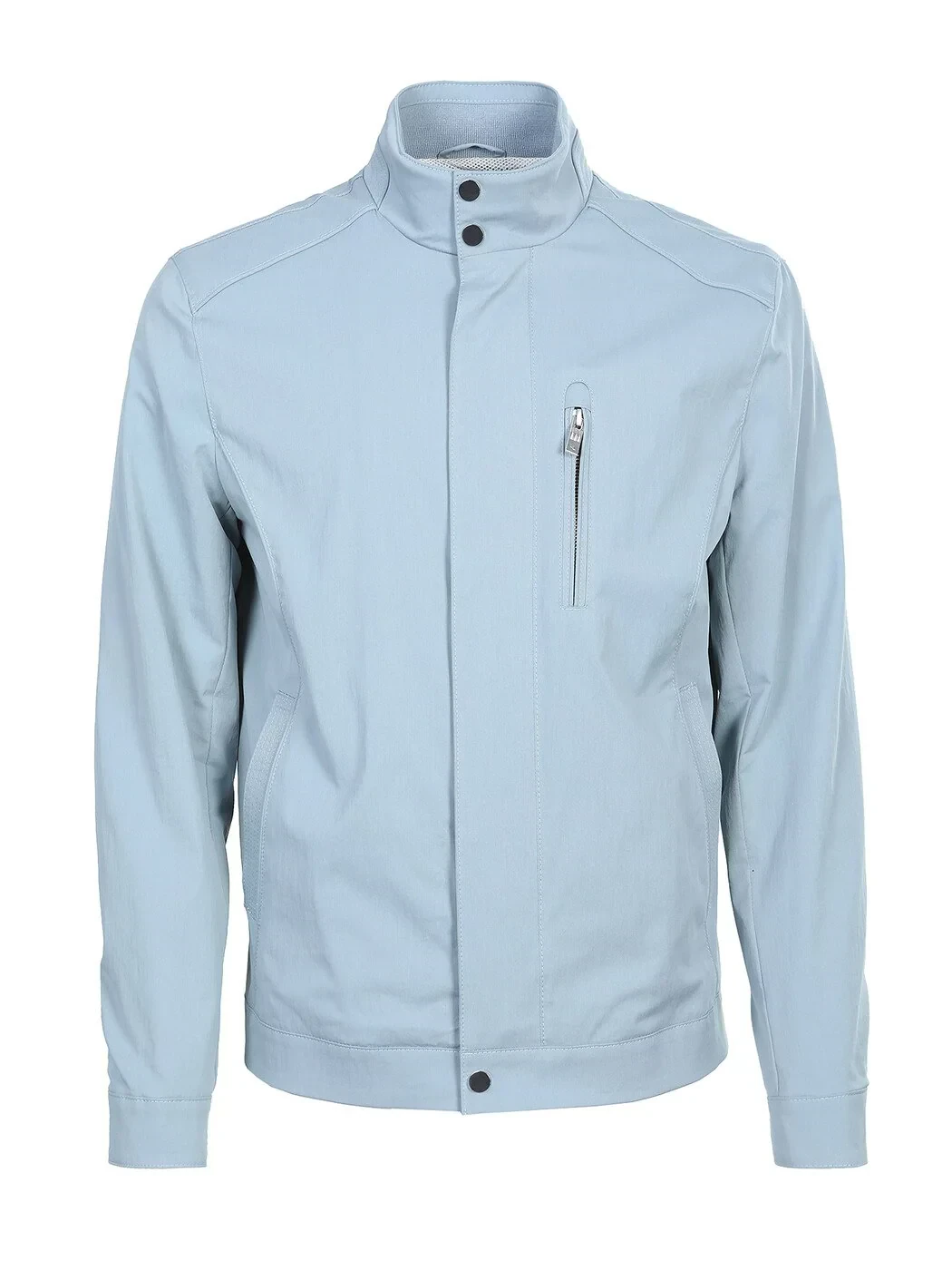 Açık Mavi Regular Fit Dik Yaka Casual Dokuma Mont - 8