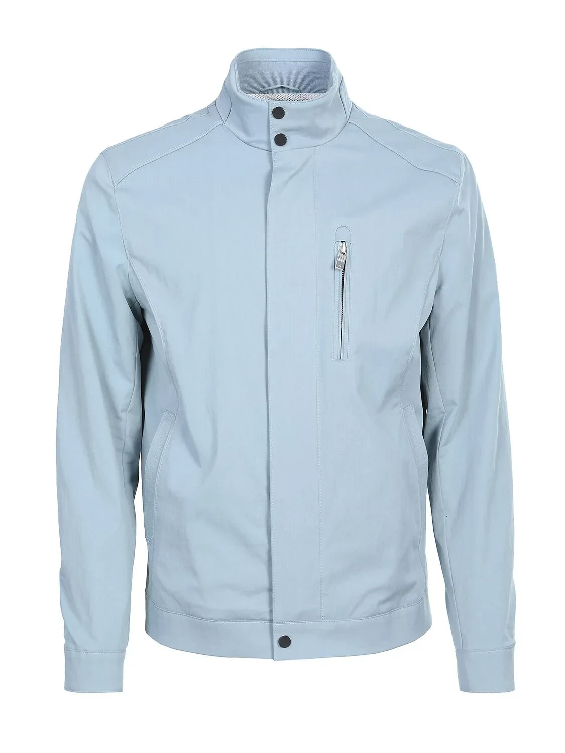 Açık Mavi Regular Fit Dik Yaka Casual Dokuma Mont - 8