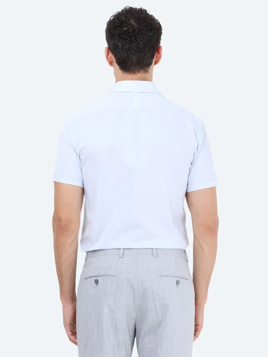 Açık Mavi Regular Fit Dokuma Klasik Pamuk Karışımlı Gömlek - 4