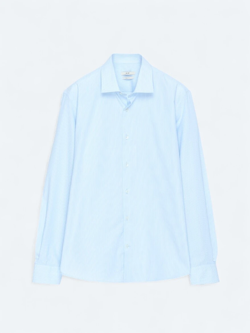 Açık Mavi Regular Fit Dokuma Klasik Pamuk Karışımlı Gömlek - 7