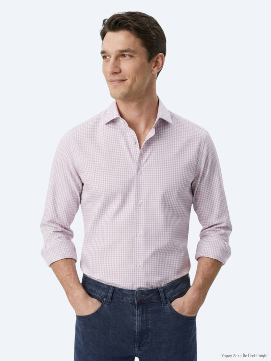 Açık Mavi Regular Fit Uzun Casual Gömlek - 4