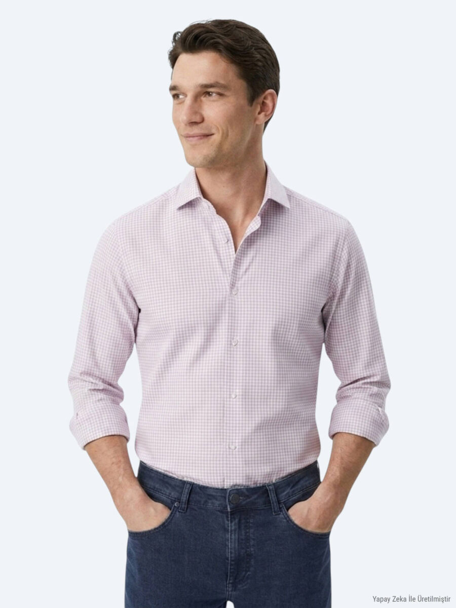 Açık Mavi Regular Fit Uzun Casual Gömlek - 4