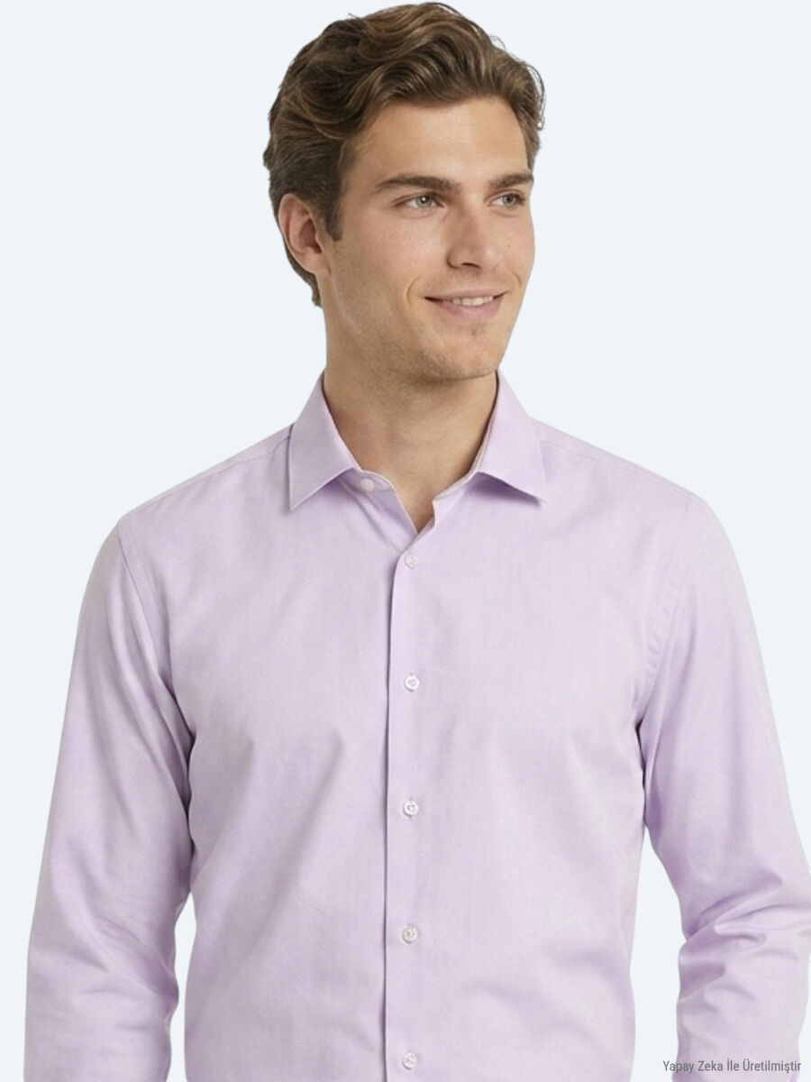 Açık Pembe Regular Fit Uzun Dokuma Casual Pamuk Karışımlı Gömlek - 3