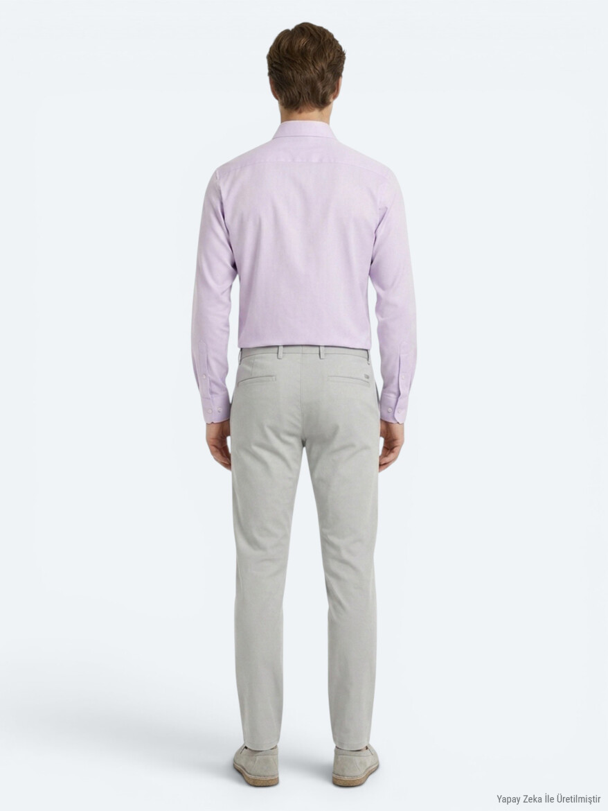 Açık Pembe Regular Fit Uzun Dokuma Casual Pamuk Karışımlı Gömlek - 5