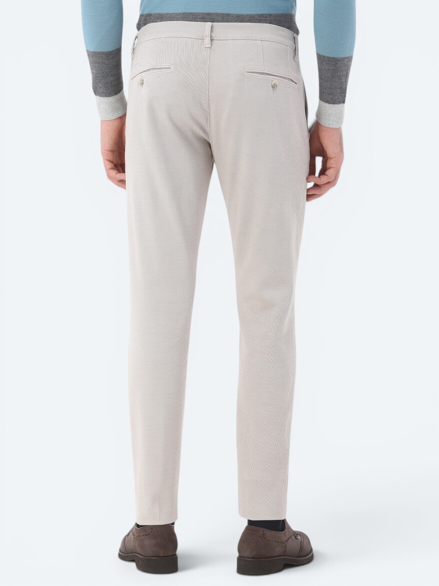 Açık Vizon Dokuma Slim Fit Smart Casual Pamuk Karışımlı Pantolon - 5
