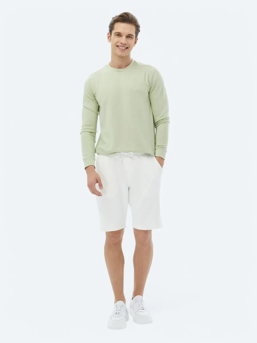 Açık Yeşil Bisiklet Yaka Baskılı Sweatshırt - 6