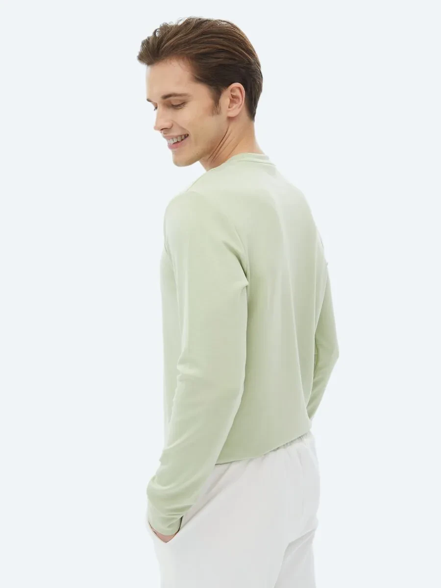 Açık Yeşil Bisiklet Yaka Baskılı Sweatshırt - 7