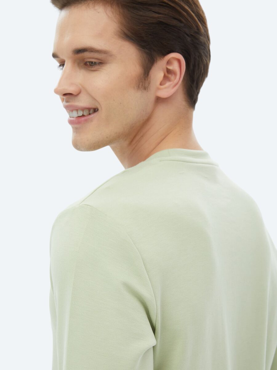 Açık Yeşil Bisiklet Yaka Baskılı Sweatshırt - 8