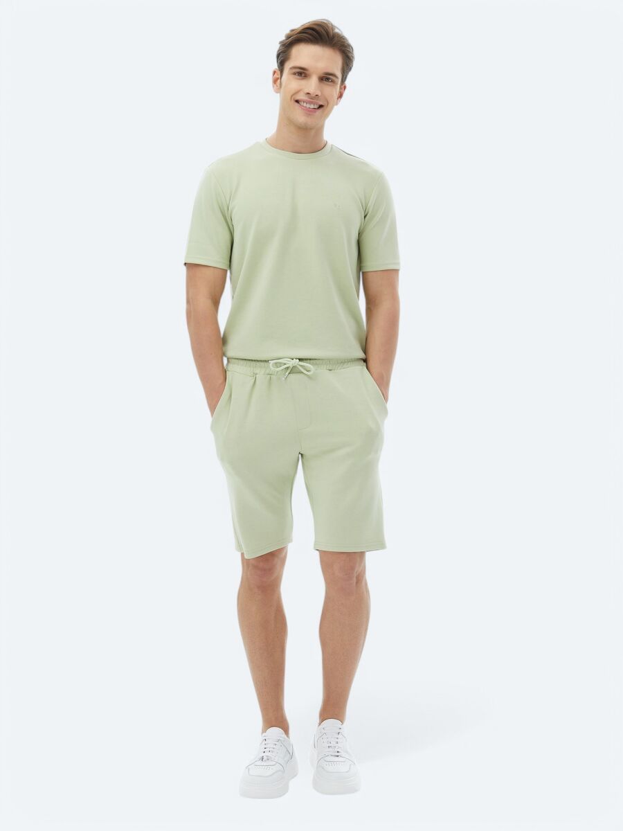 Açık Yeşil Düz Bisiklet Yaka T-Shirt - 2