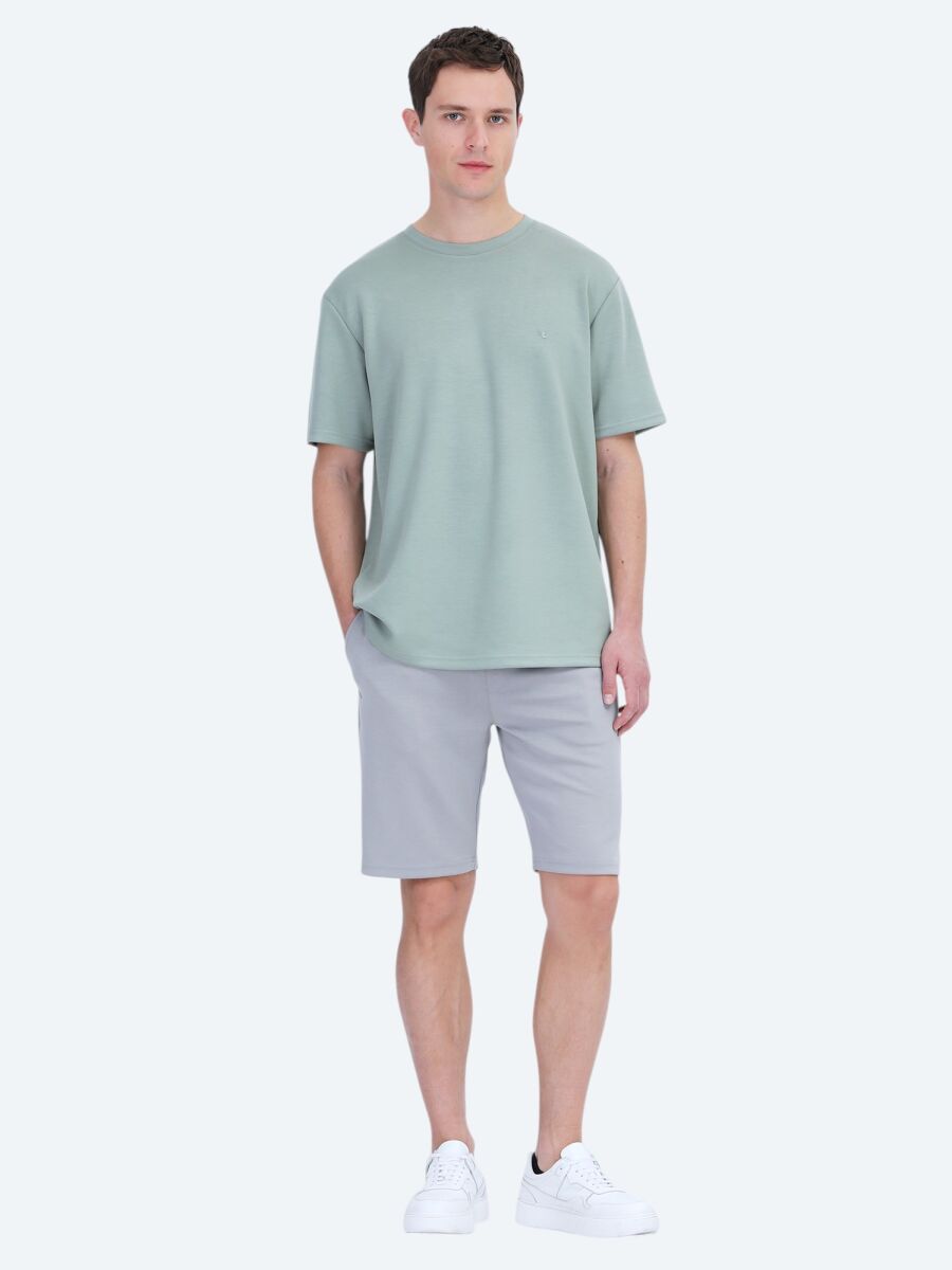 Açık Yeşil Düz Bisiklet Yaka T-Shirt - 2