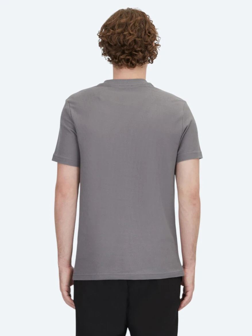 Antrasit Bisiklet Yaka %100 Pamuk T-Shirt 