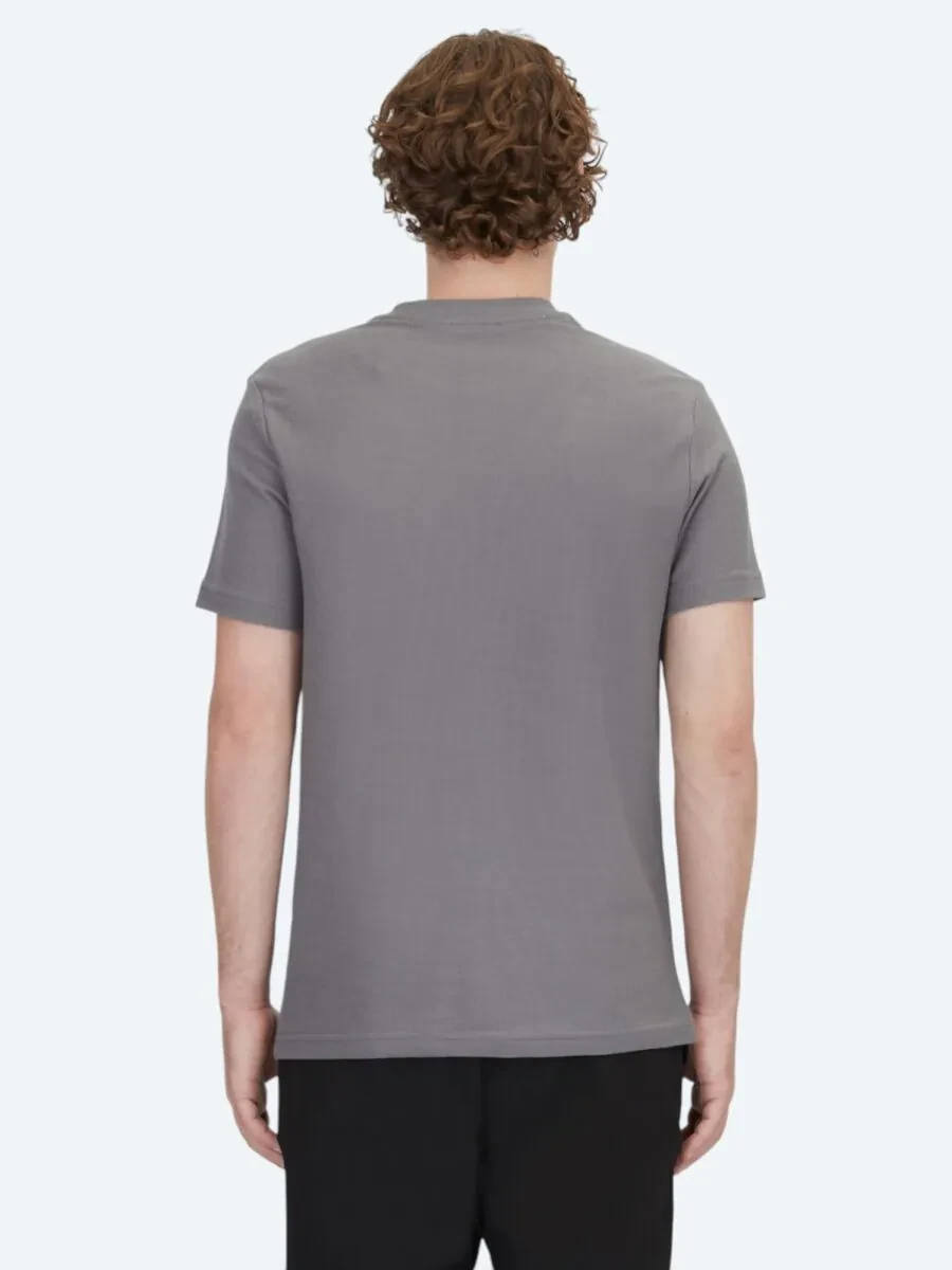 Antrasit Bisiklet Yaka %100 Pamuk T-Shirt - 4