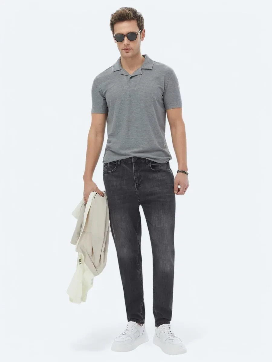 Antrasit Carrot Fit Denim Pamuk Karışımlı Pantolon - 1