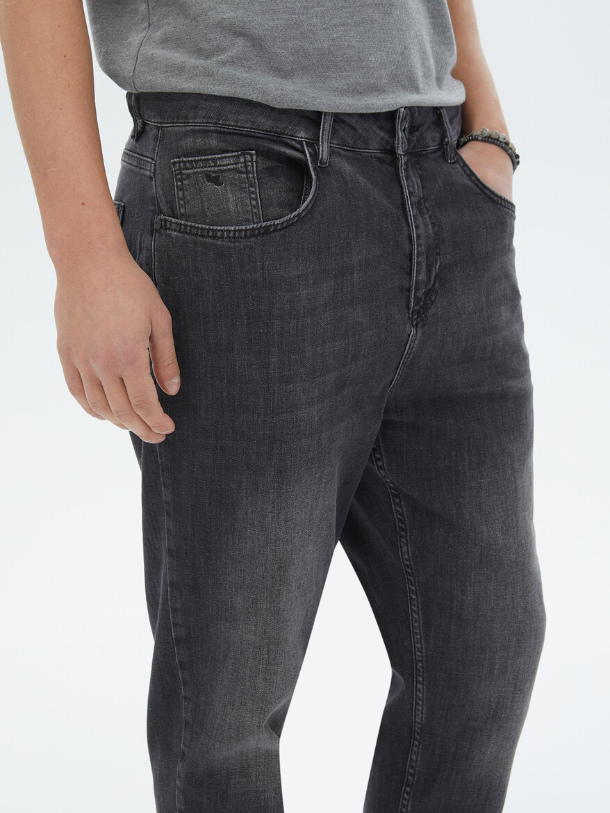 Antrasit Carrot Fit Denim Pamuk Karışımlı Pantolon - 3