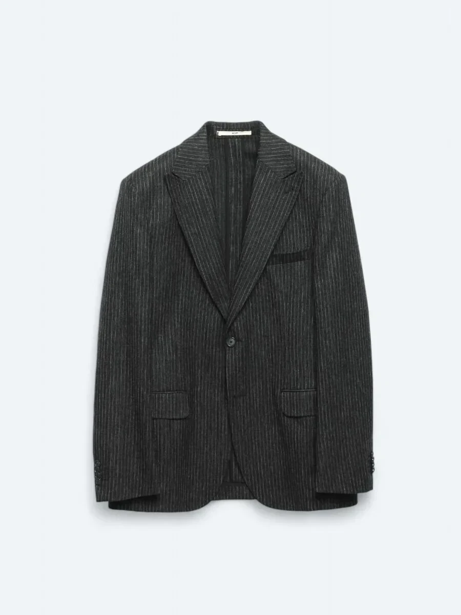 Antrasit Desenli Modern Fit Yün Karışımlı Ceket - 7