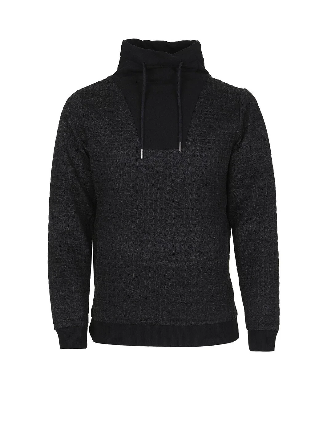 Antrasit Dik Yaka Jakarlı Sweatshırt - 5