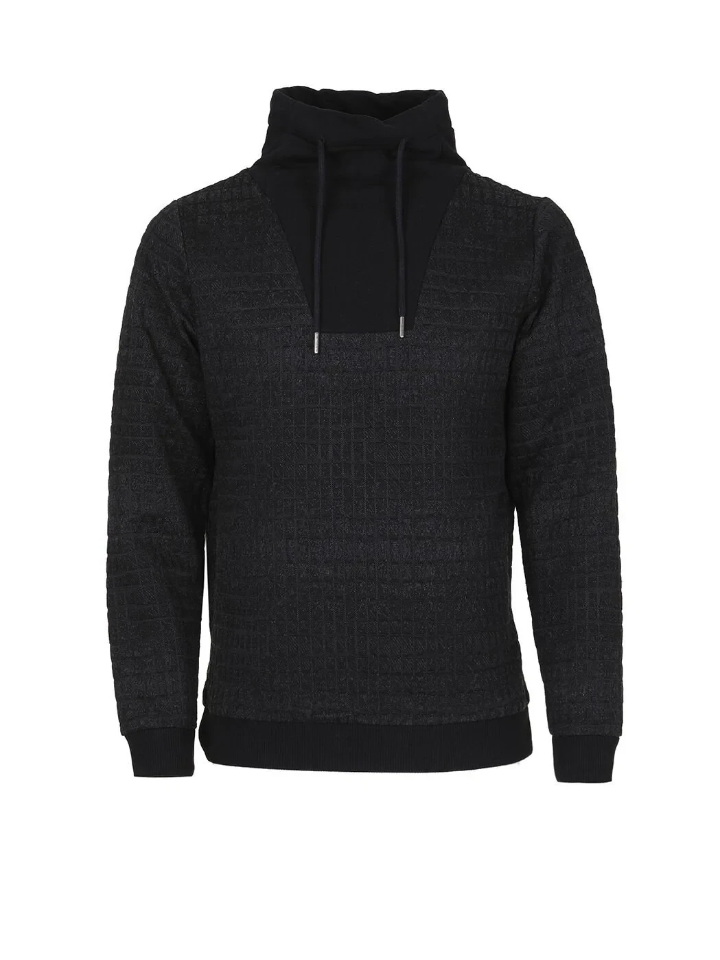 Antrasit Dik Yaka Jakarlı Sweatshırt - 5