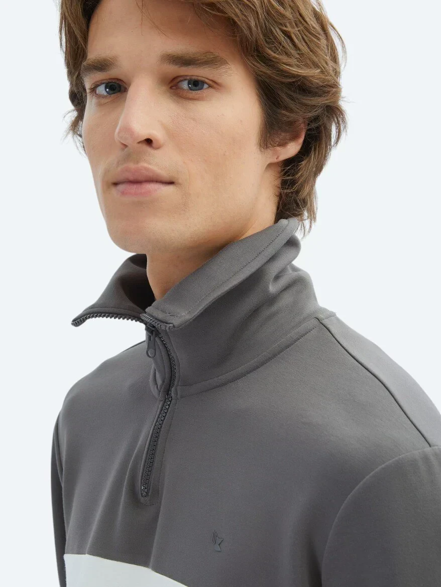 Antrasit Dik Yaka Sweatshırt - 7