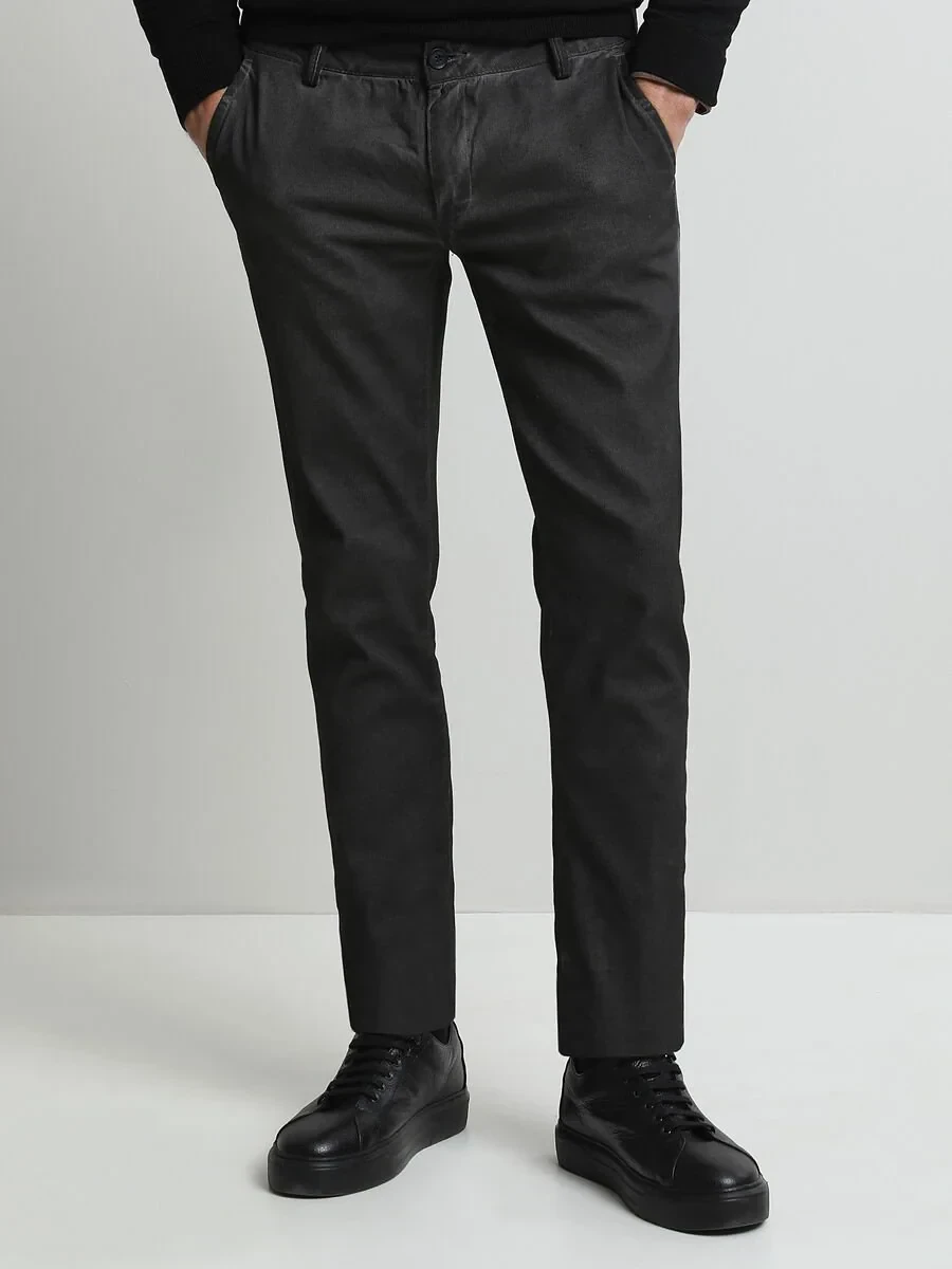 Antrasit Dokuma Fitted Fit Casual Pamuk Karışımlı Pantolon - 1