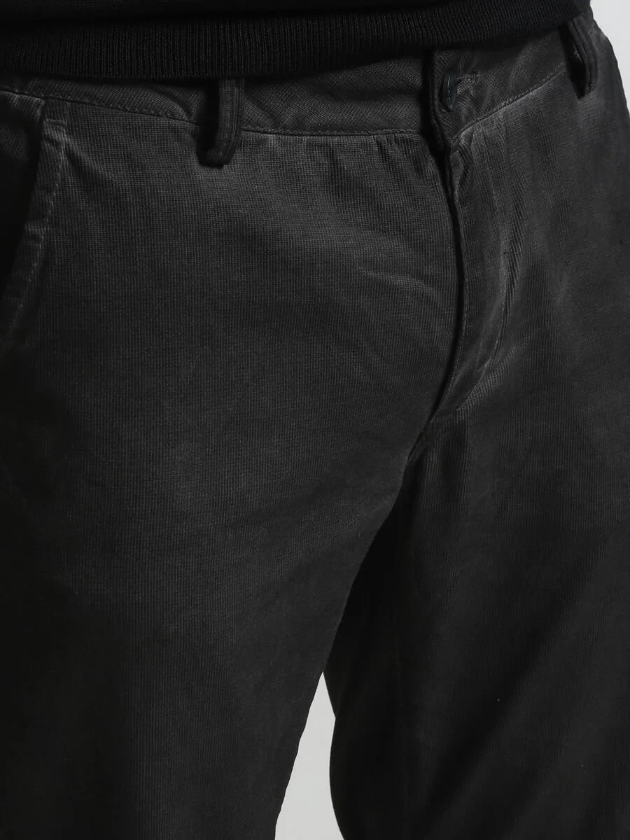 Antrasit Dokuma Fitted Fit Casual Pamuk Karışımlı Pantolon - 3