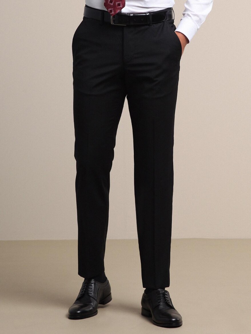 Antrasit Dokuma Fitted Fit Klasik Yün Karışımlı Pantolon - KİP