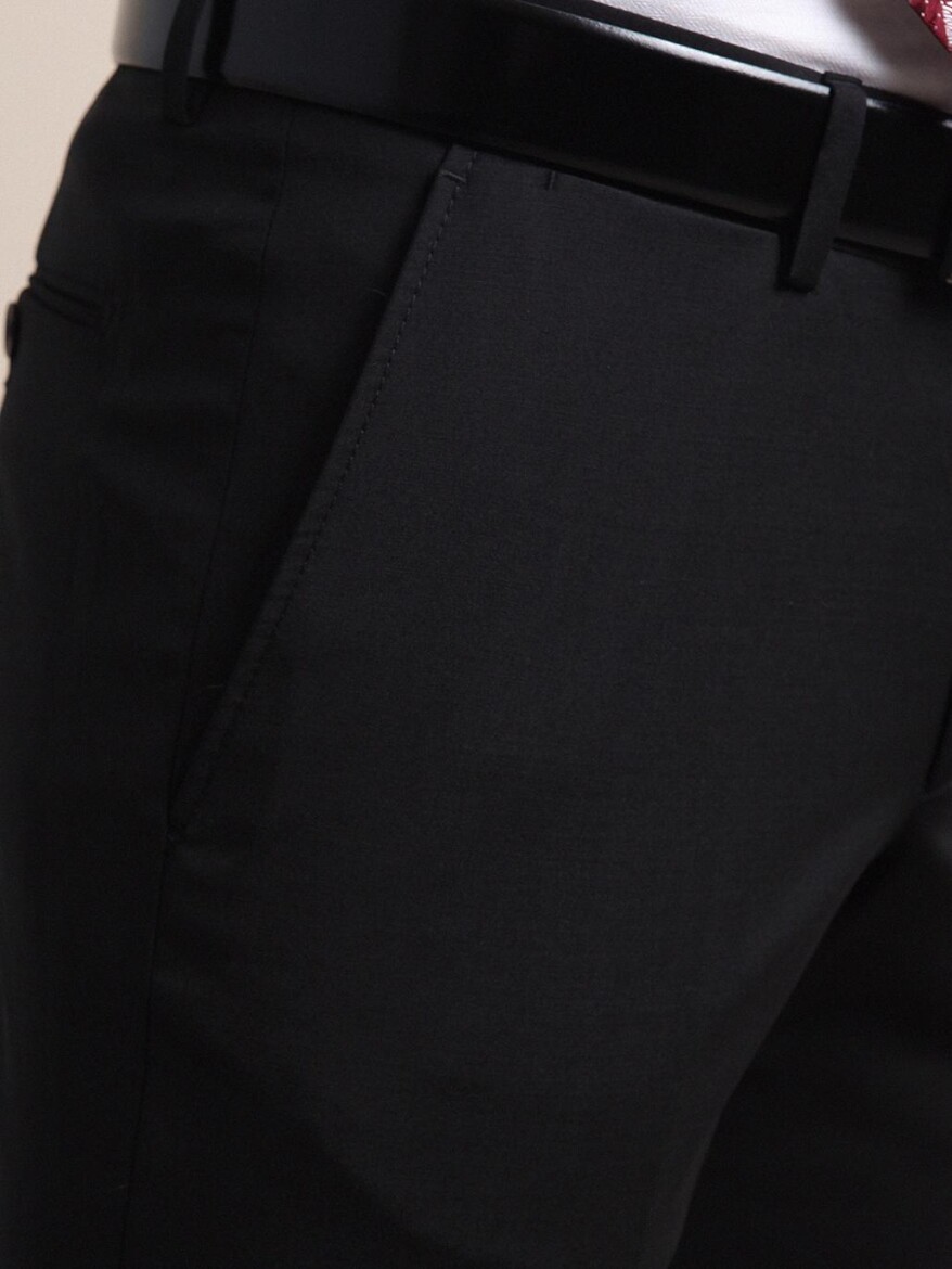 Antrasit Dokuma Fitted Fit Klasik Yün Karışımlı Pantolon - 3