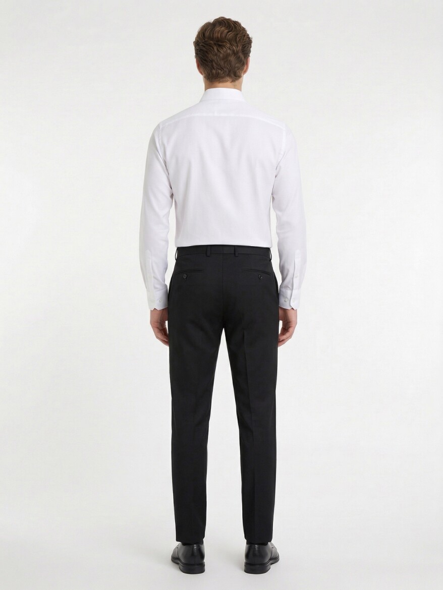 Antrasit Düz Dokuma Fitted Fit Klasik Yün Karışımlı Pantolon - 4