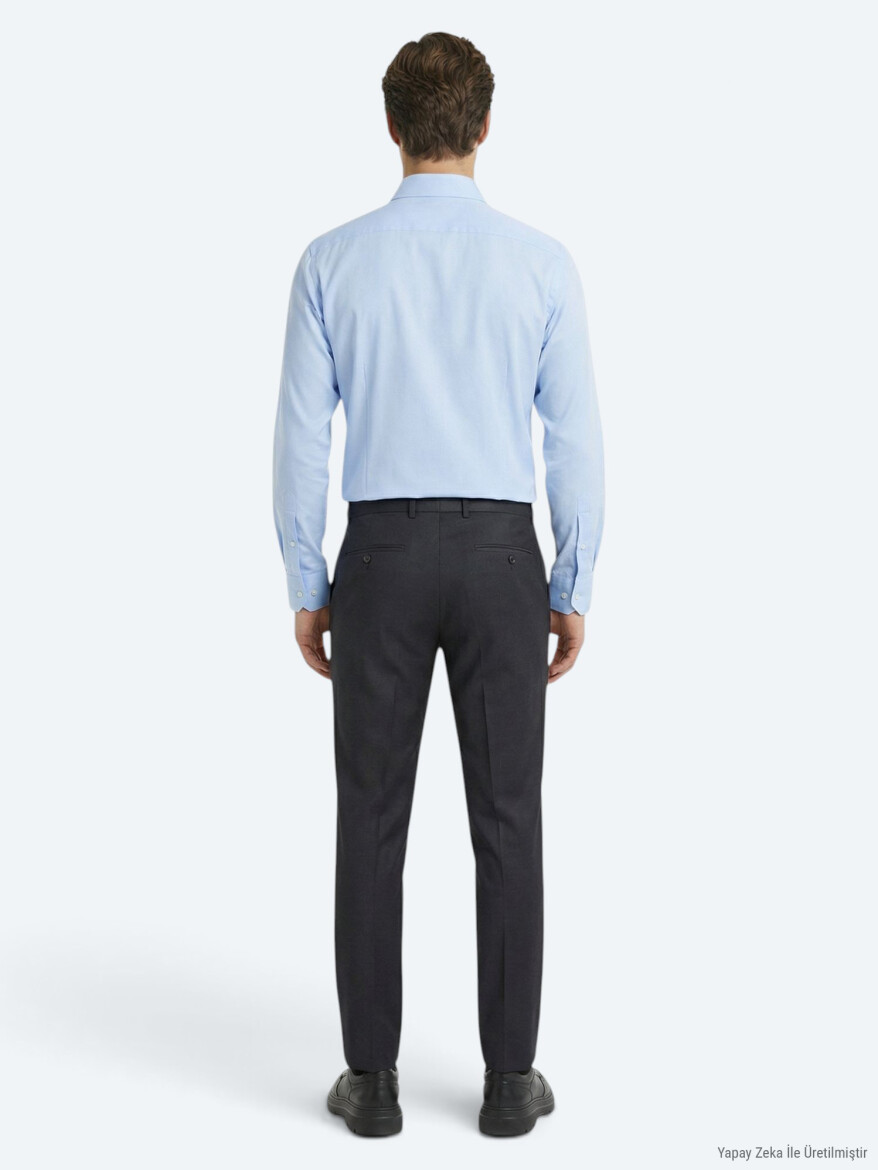 Antrasit Dokuma Fitted Fit Klasik Yün Karışımlı Pantolon - 4