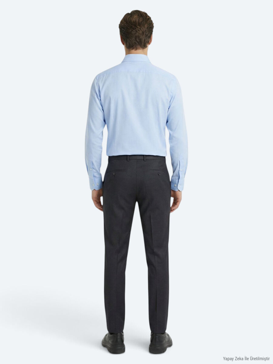 Antrasit Dokuma Fitted Fit Klasik Yün Karışımlı Pantolon - 4