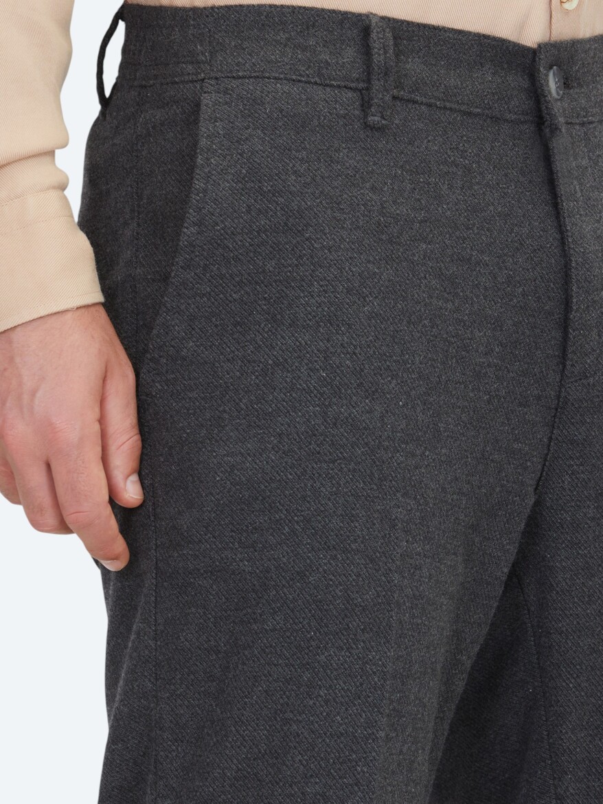 Antrasit Dokuma Jogging Fit Casual Yün Karışımlı Pantolon - 3