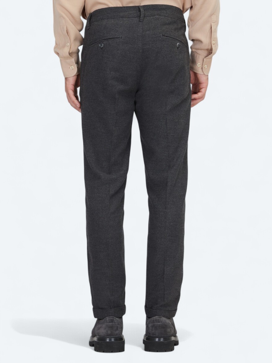 Antrasit Dokuma Jogging Fit Casual Yün Karışımlı Pantolon - 4