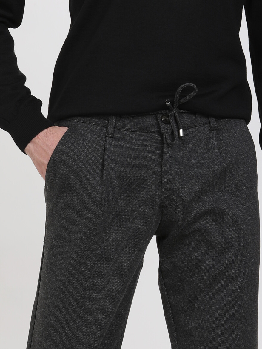 Antrasit Dokuma Jogging Fit Smart Casual Pantolon - 1