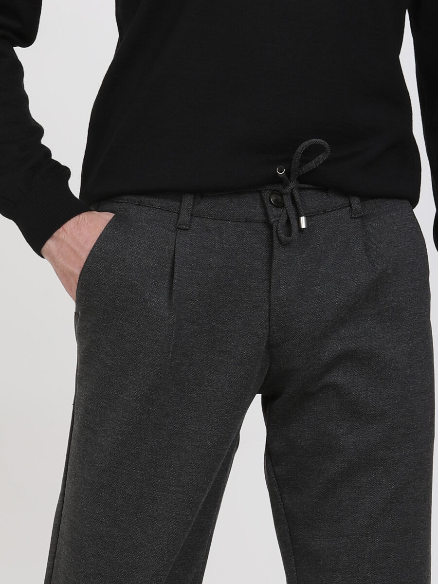 Antrasit Dokuma Jogging Fit Smart Casual Pantolon - 1