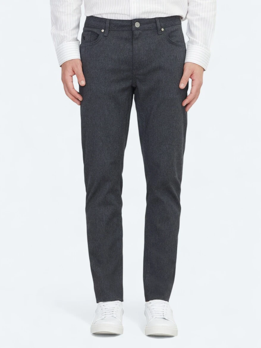 Antrasit Dokuma Regular Fit Casual Pamuk Karışımlı Pantolon - 2
