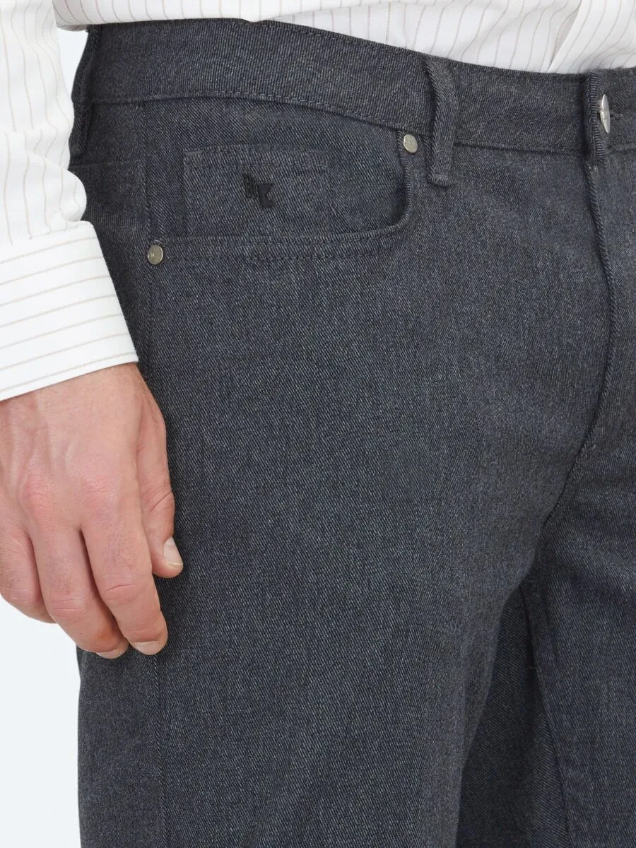 Antrasit Dokuma Regular Fit Casual Pamuk Karışımlı Pantolon - 3